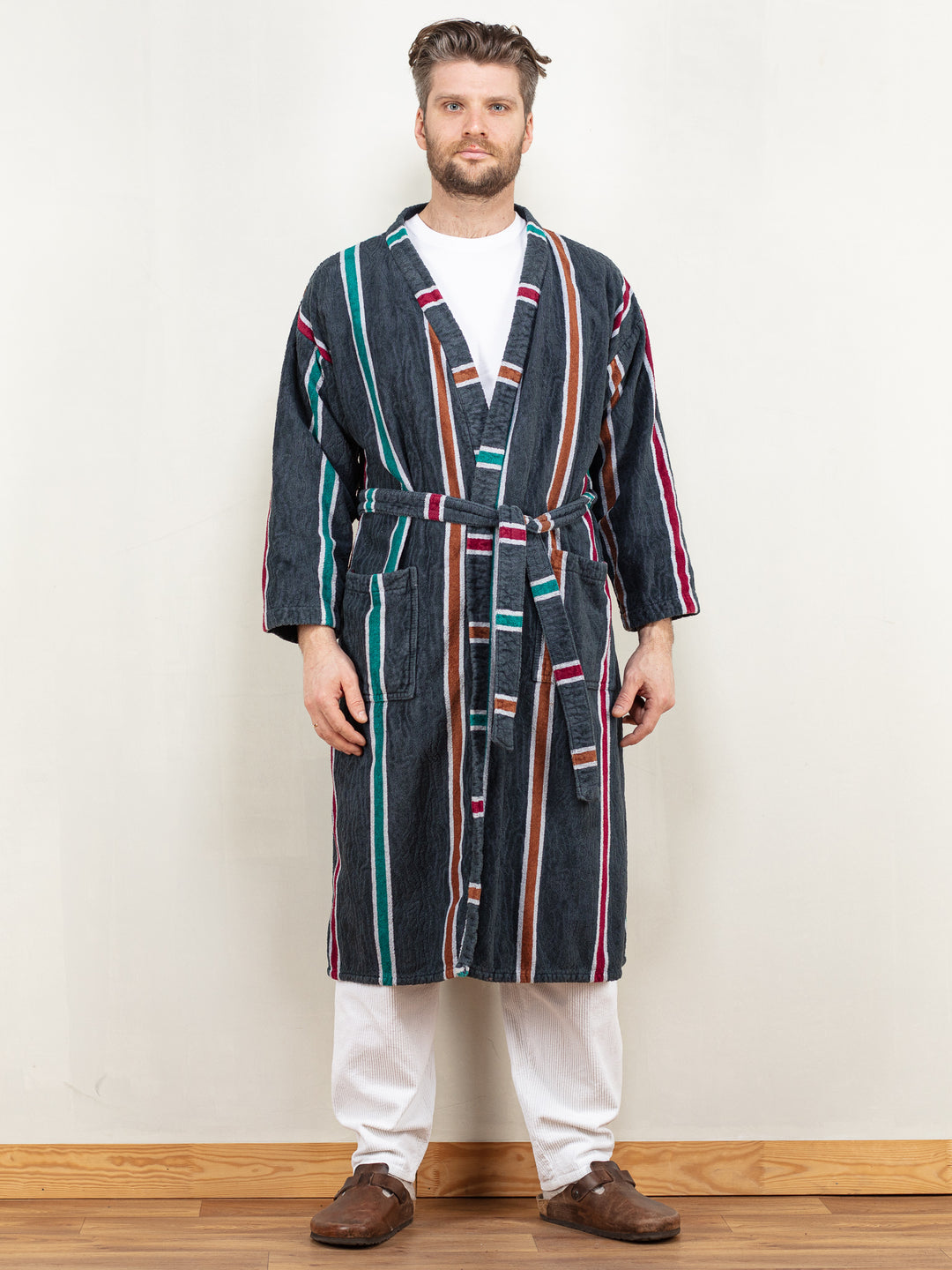Vintage 80's Men Terry Bathrobe in Grey Vintage 80's Men Terry Bathrobe in Grey