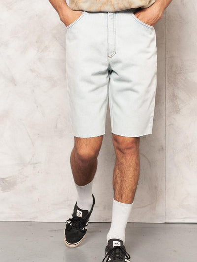 Vintage 90s Denim Shorts . 1990s Men Jean Shorts Vintage Shorts Denim Summer Shorts High Waist Light Wash Trousers . size Small S
