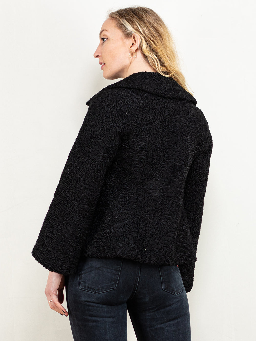 Vintage 70's Women Karakul Fur Jacket in Black - NorthernGrip