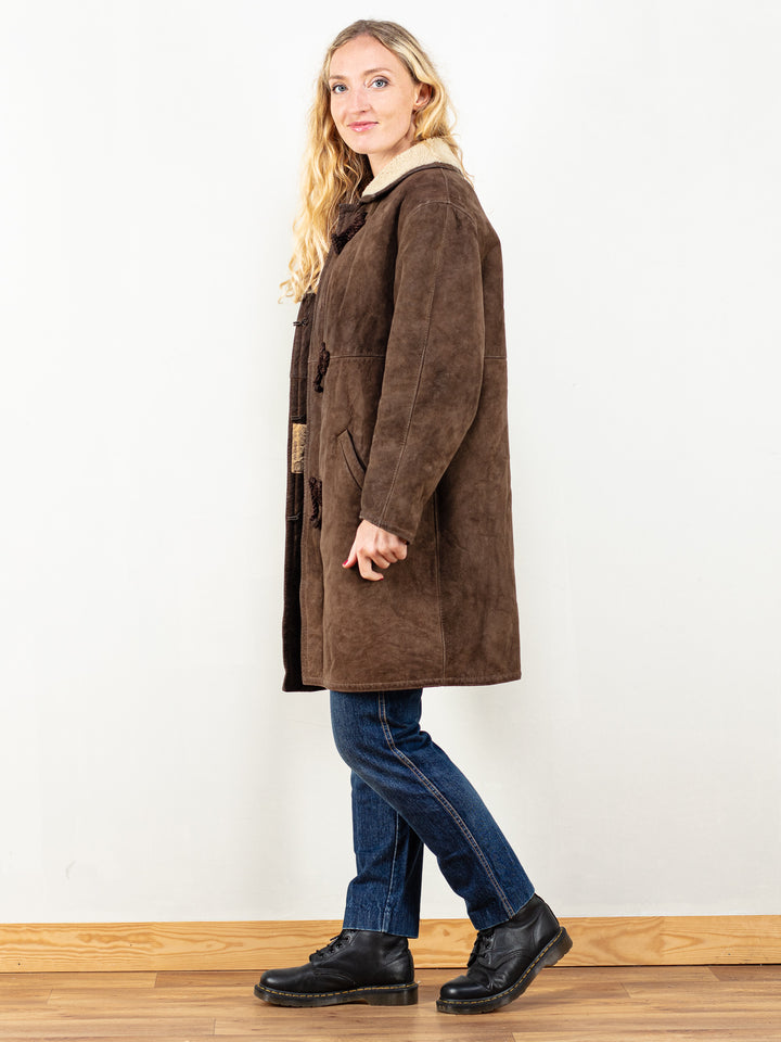 Women Sheepskin Coat vintage 60s shearling brown coat afghan women jacket leather jacket 60s shearl coat winter clothing size large