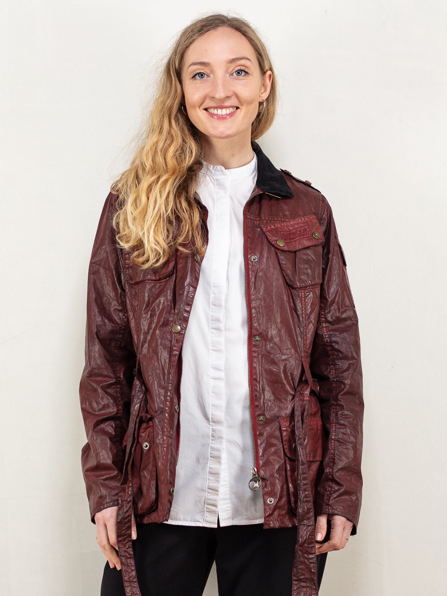 Red barbour jacket womens sale