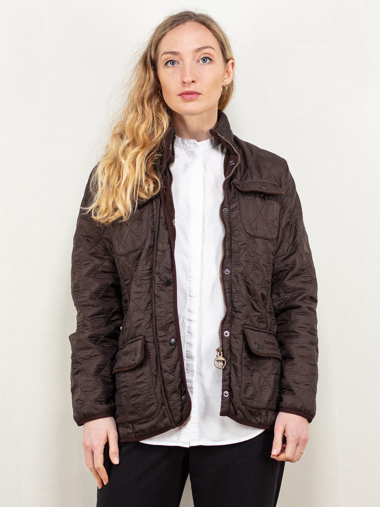 Vintage 00 s Women BARBOUR Quilted Jacket in Brown