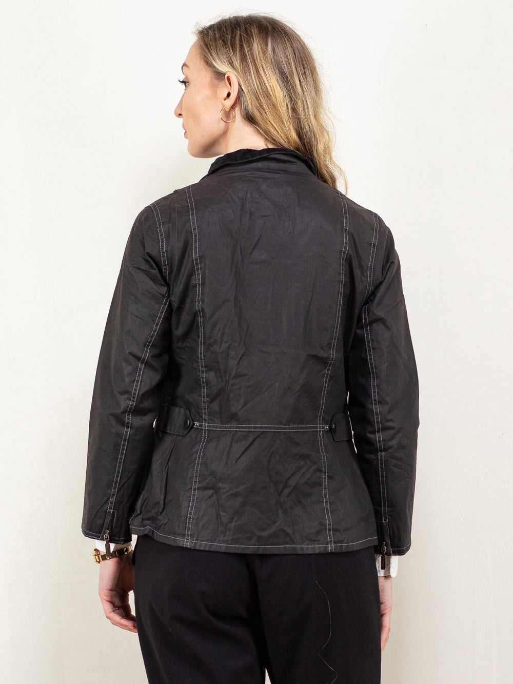 Vintage 00's Women BARBOUR Cotton Waxed Jacket in Black - NorthernGrip