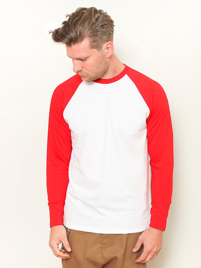 Long Sleeve T-Shirt raglan basic vintage 00s tshirt white red summer shirt tee vacation tshirt minimalist boyfriend gift large l