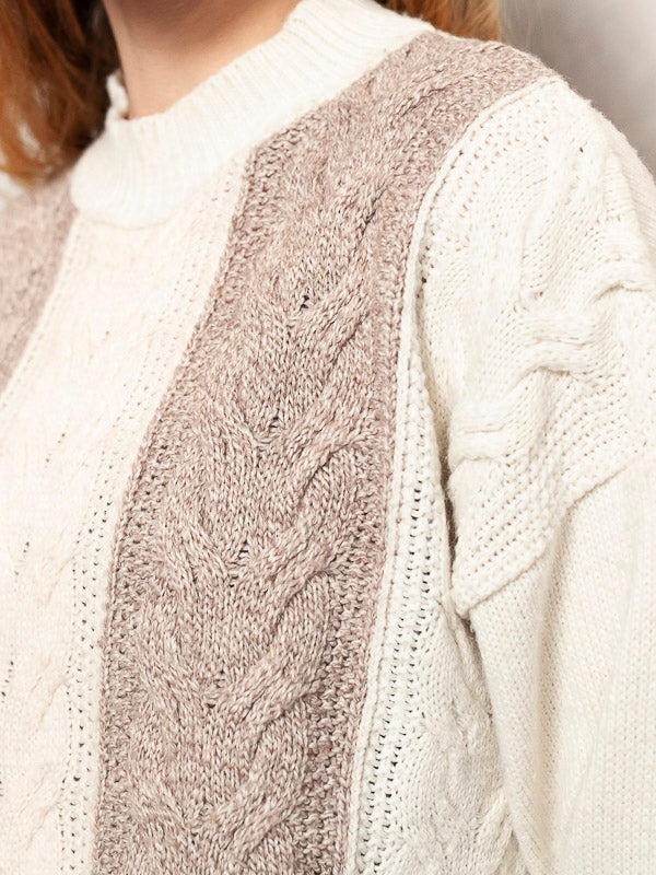 Vintage 80's Mockneck Braided Women Sweater - NorthernGrip