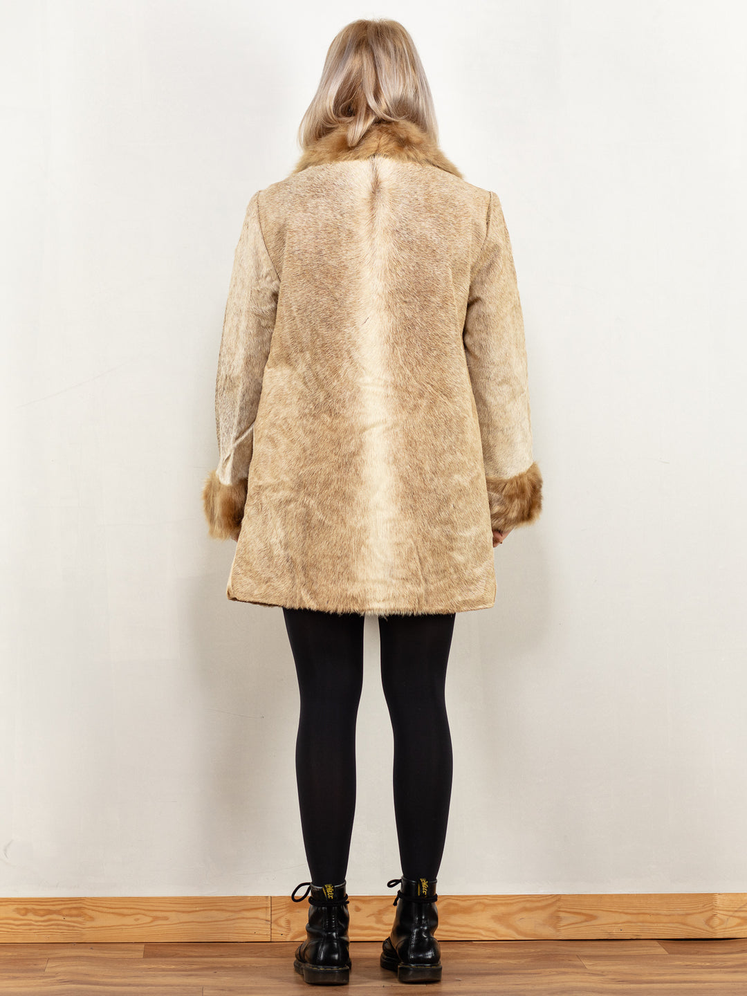 60's fur coat vintage womens beige cow fur coat penny lane style opera coat afghan coat princess luxurious coat sustainable size large