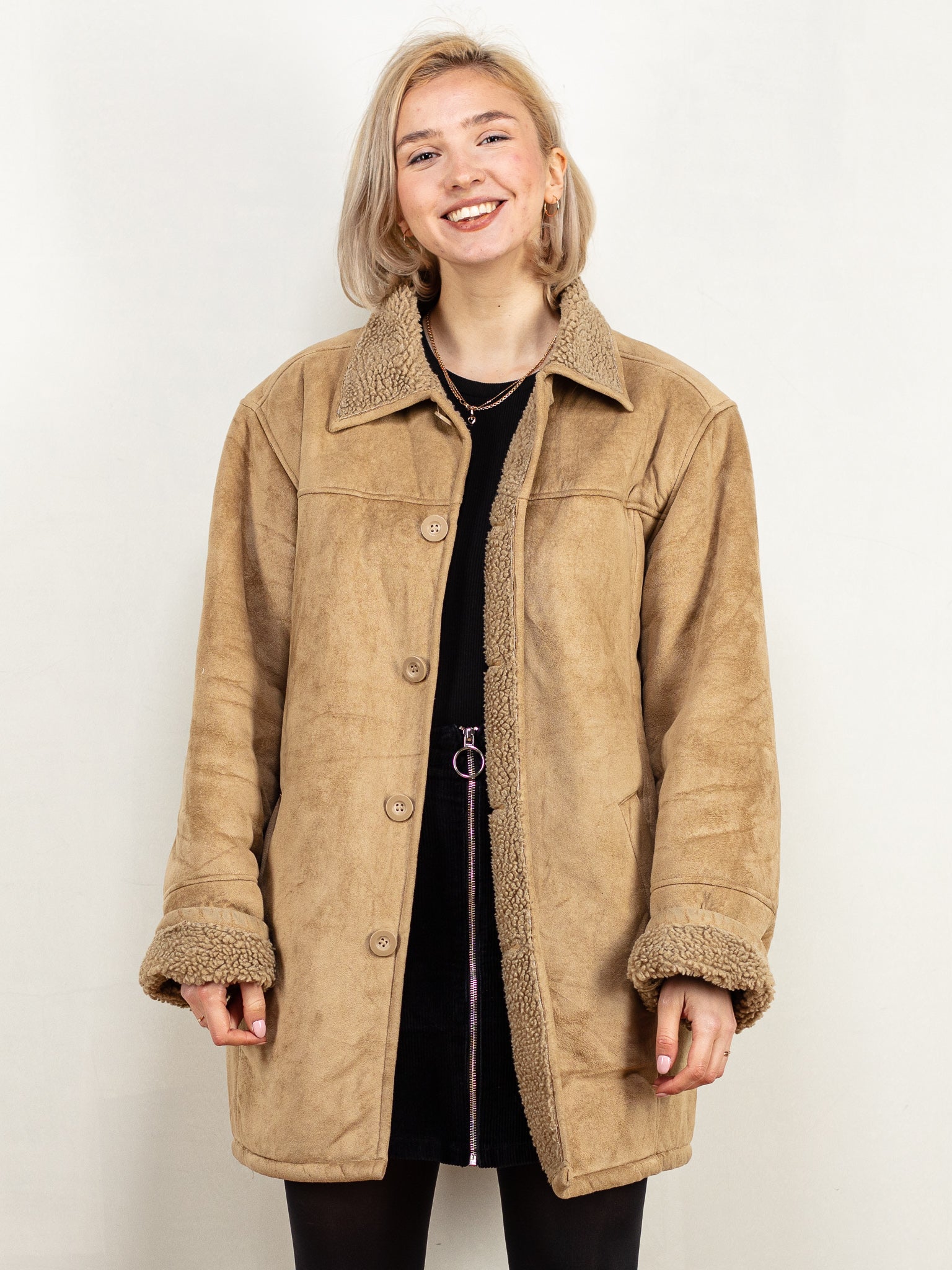 Fake sheepskin coat womens top