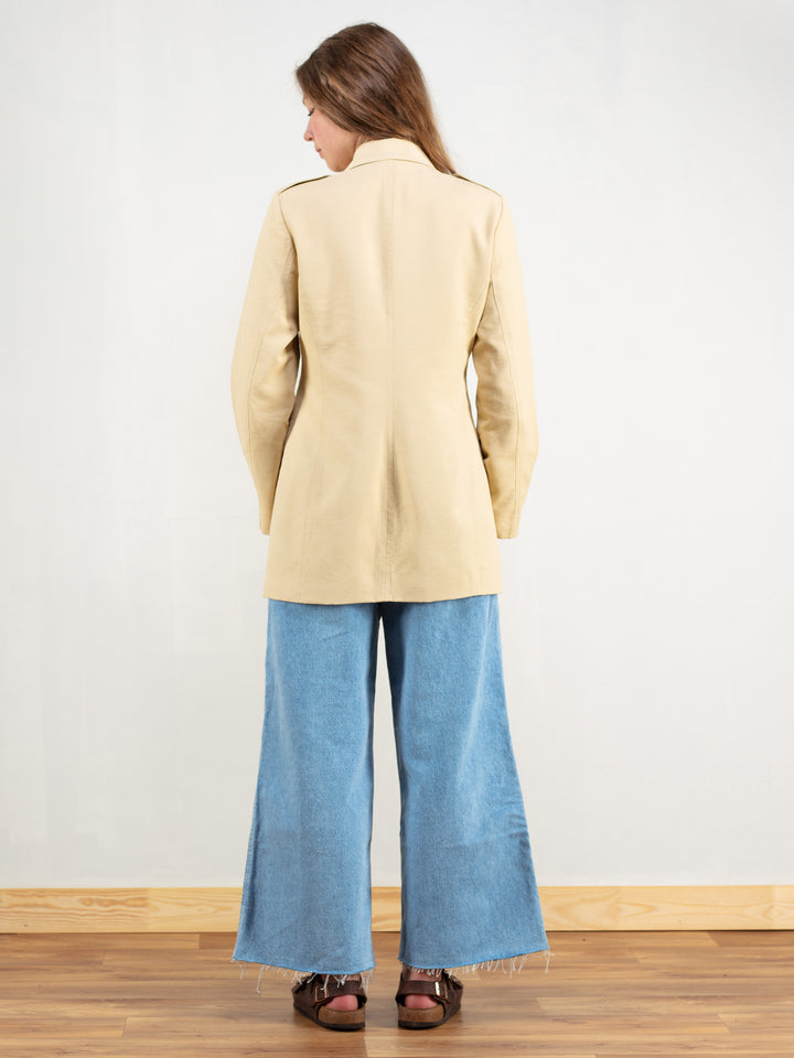Vintage 80's Beige Blazer Women Trench Jacket