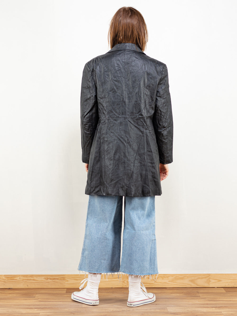 Vintage 80's Women Black Leather Coat - NorthernGrip