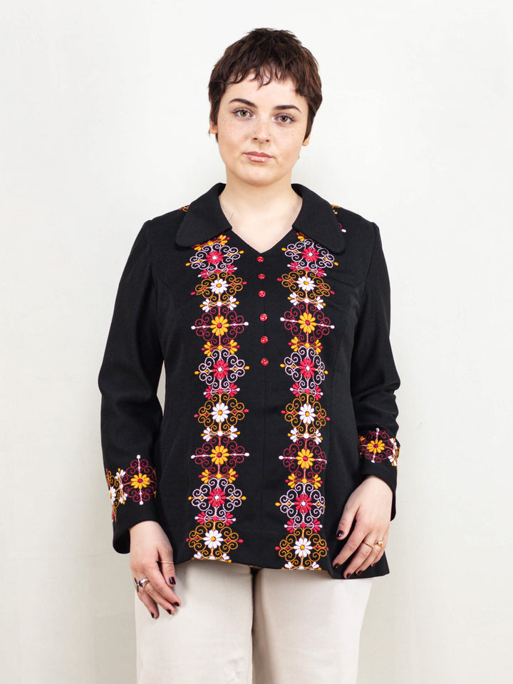 Vintage 70's Women Embroidered Blouse
