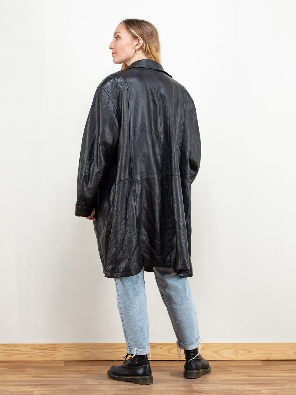 Vintage 90's Women Black Leather Coat - NorthernGrip