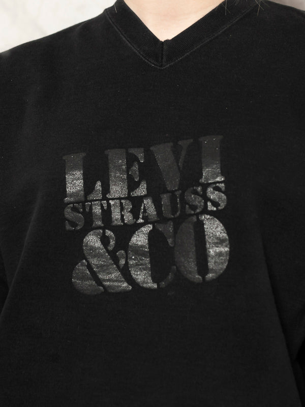 Black LEVIS Sweatshirt Vintage 90's LEVIS STRAUSS Pullover Cotton Blend Long Sleeve Urban City Sweatshirt Women Vintage Clothing size Medium