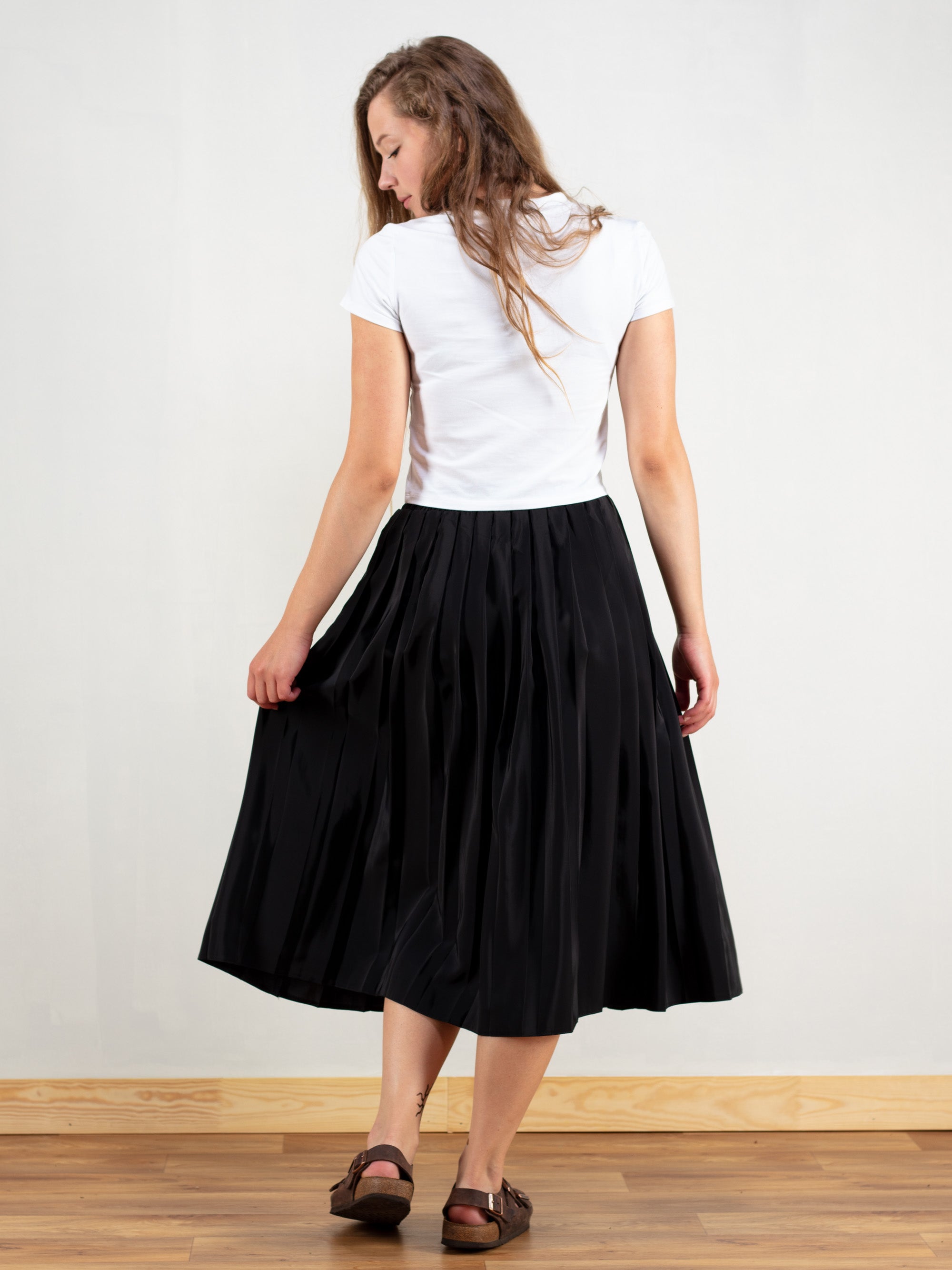 70s long pleated skirt top