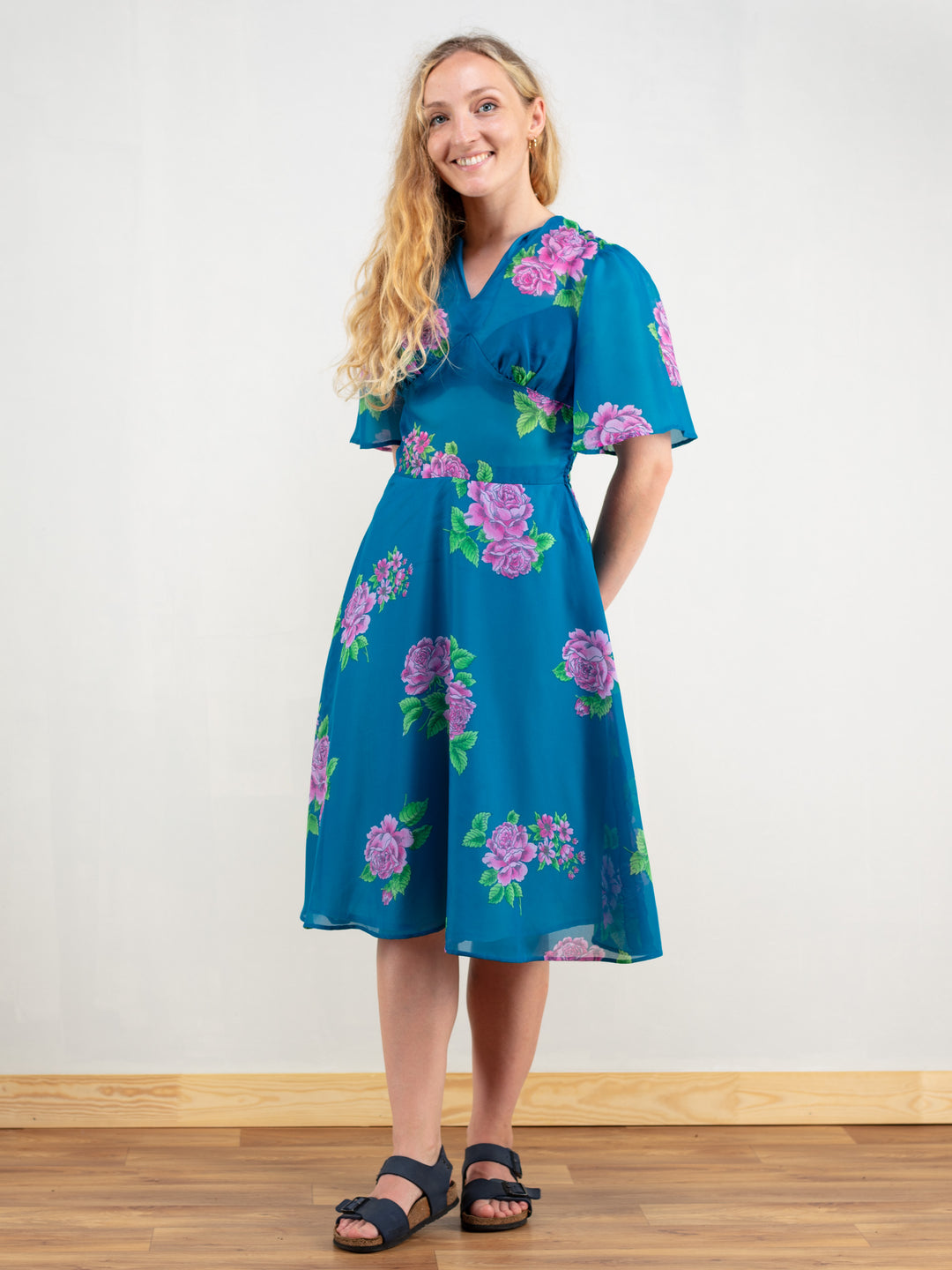 70s dress women Online Vintage Store | 70's Blue Floral Dress