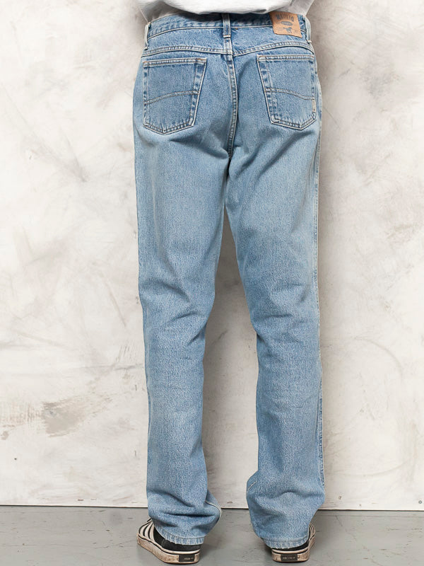 Denim Jeans Classic vintage 90's free fit men trousers light wash jeans straight man jeans y2k clothing gift for him man clothing size medium