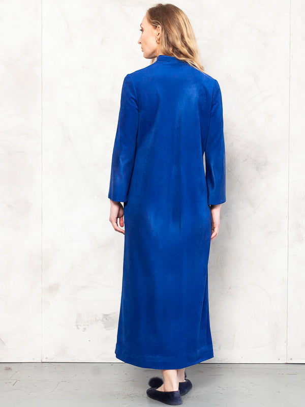 Blue Velvet Robe vintage 90s morning robe women bath robe terry cloth dressing gown towelling robe vintage 90s clothing sexy robe size small