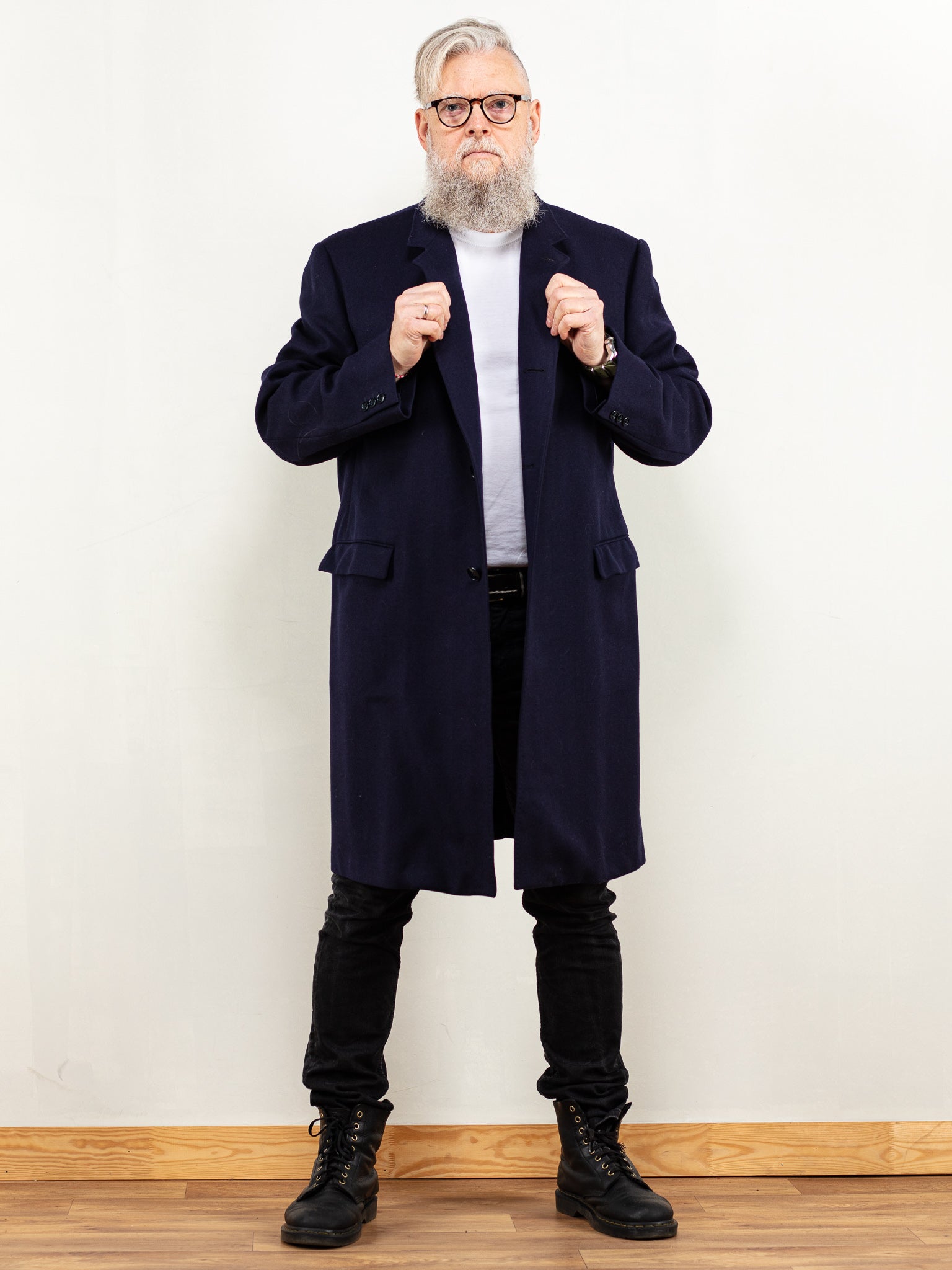 Blue wool blend coat outlet