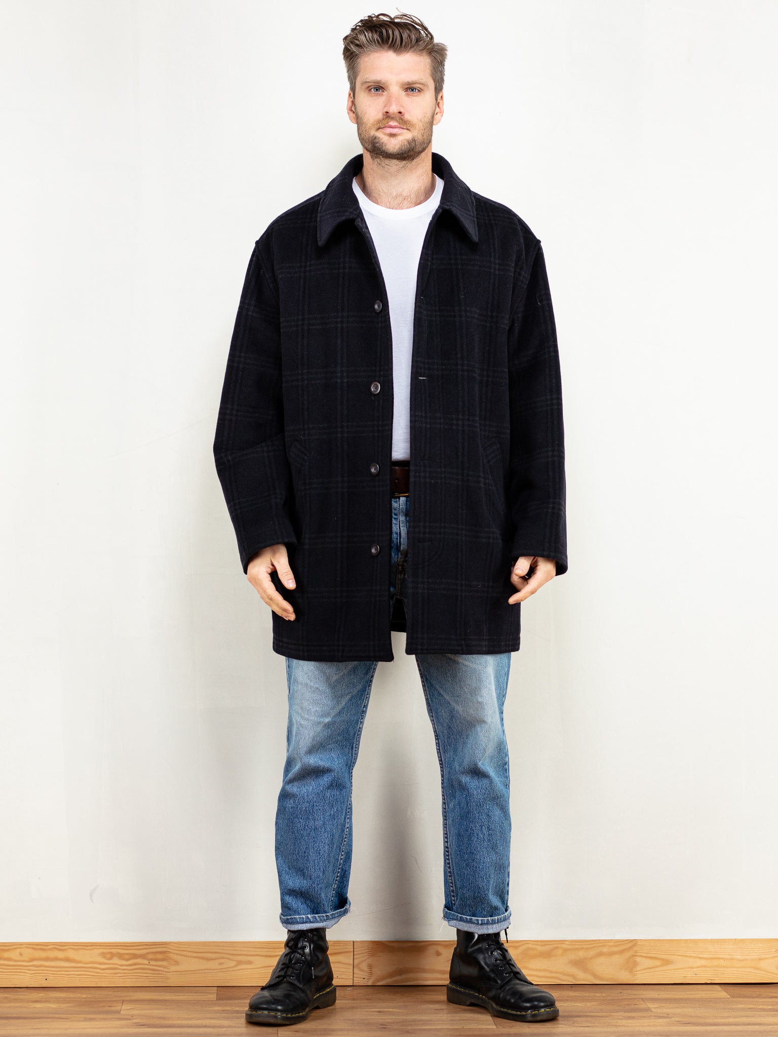 Light blue wool blend coat hot sale