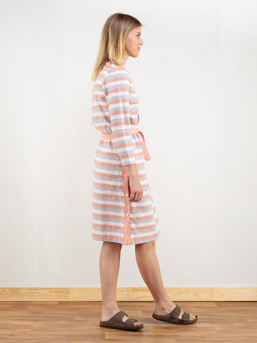 Vintage 70's Women Striped Wool Dress - NorthernGrip