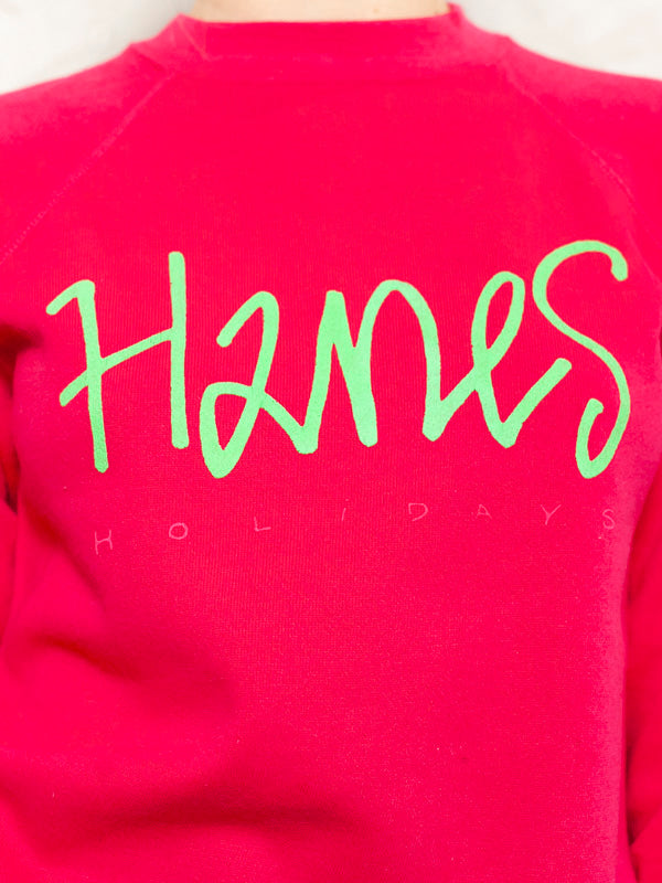 Pink Hot Sweatshirt Vintage 90's Bold Pullover Crew Neck Long Sleeve Everyday Sweatshirt Free Fit Jumper Women Vintage Clothing size Small