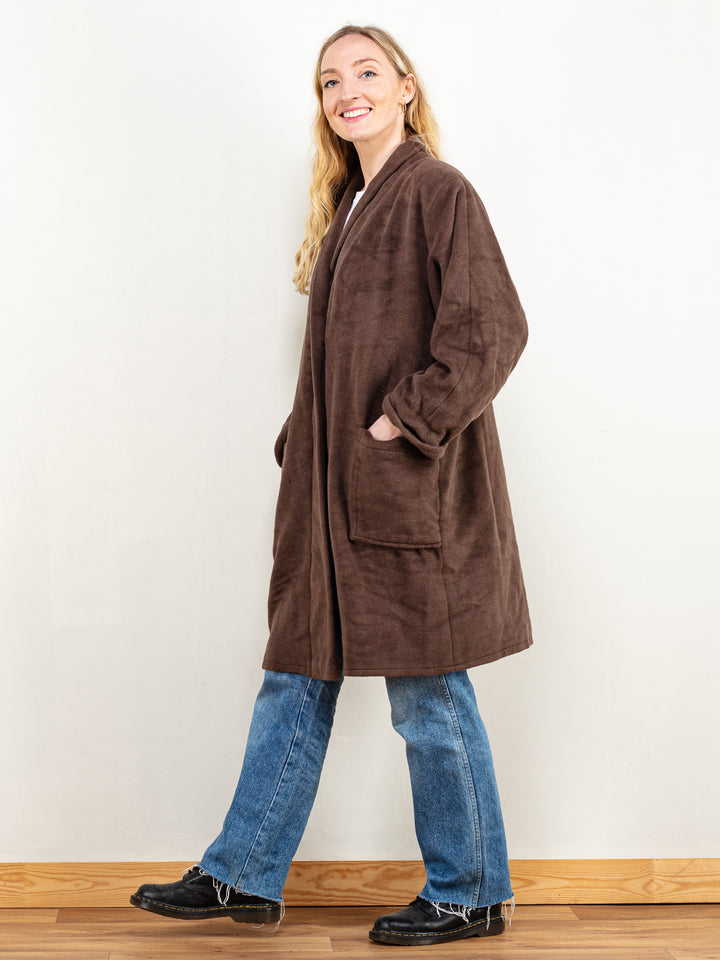 Brown Wool Blend Coat women 90's cacao brown cashmere blend oversized winter wool coat sustainable fashion gift idea size extra large XL