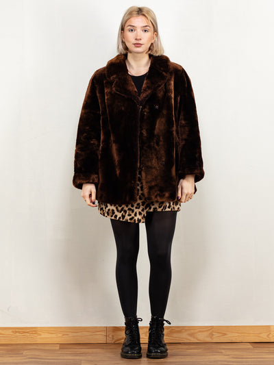 60's fur coat vintage womens brown fur short coat soft lux real fur opera coat afghan coat princess luxurious coat sustainable size medium