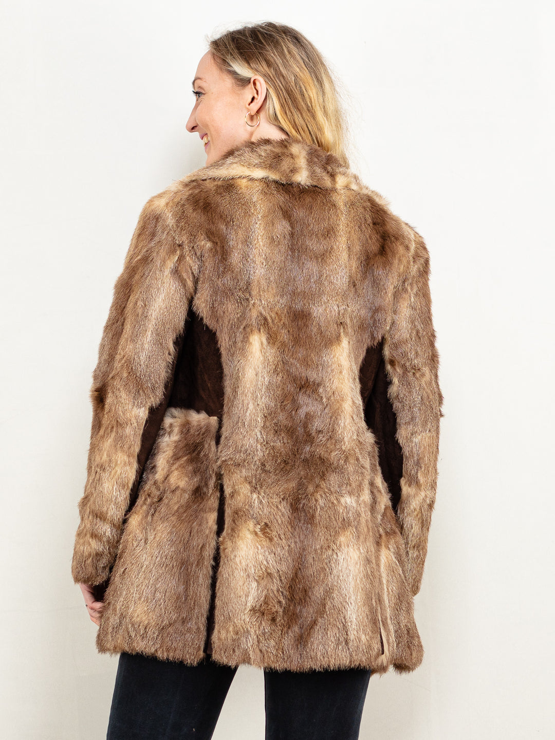 Fur Coat Women vintage 70's brown fur and suede coat johnssons short coat fancy luxurious opera coat size medium