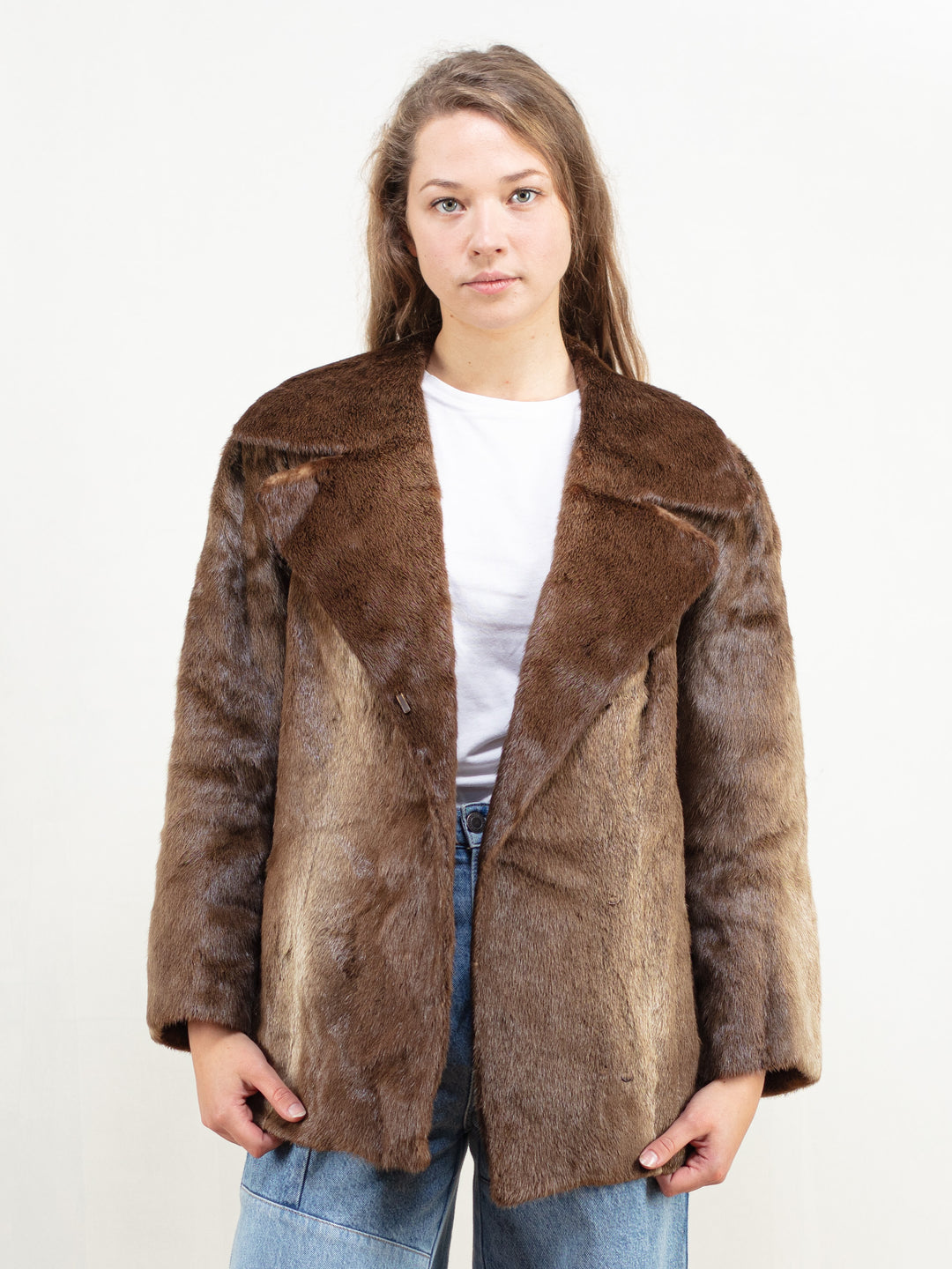 70s Fur Jacket brown real fur coat women luxurious outerwear vintage fur jacket women winter opera jacket fancy fur jacket size large