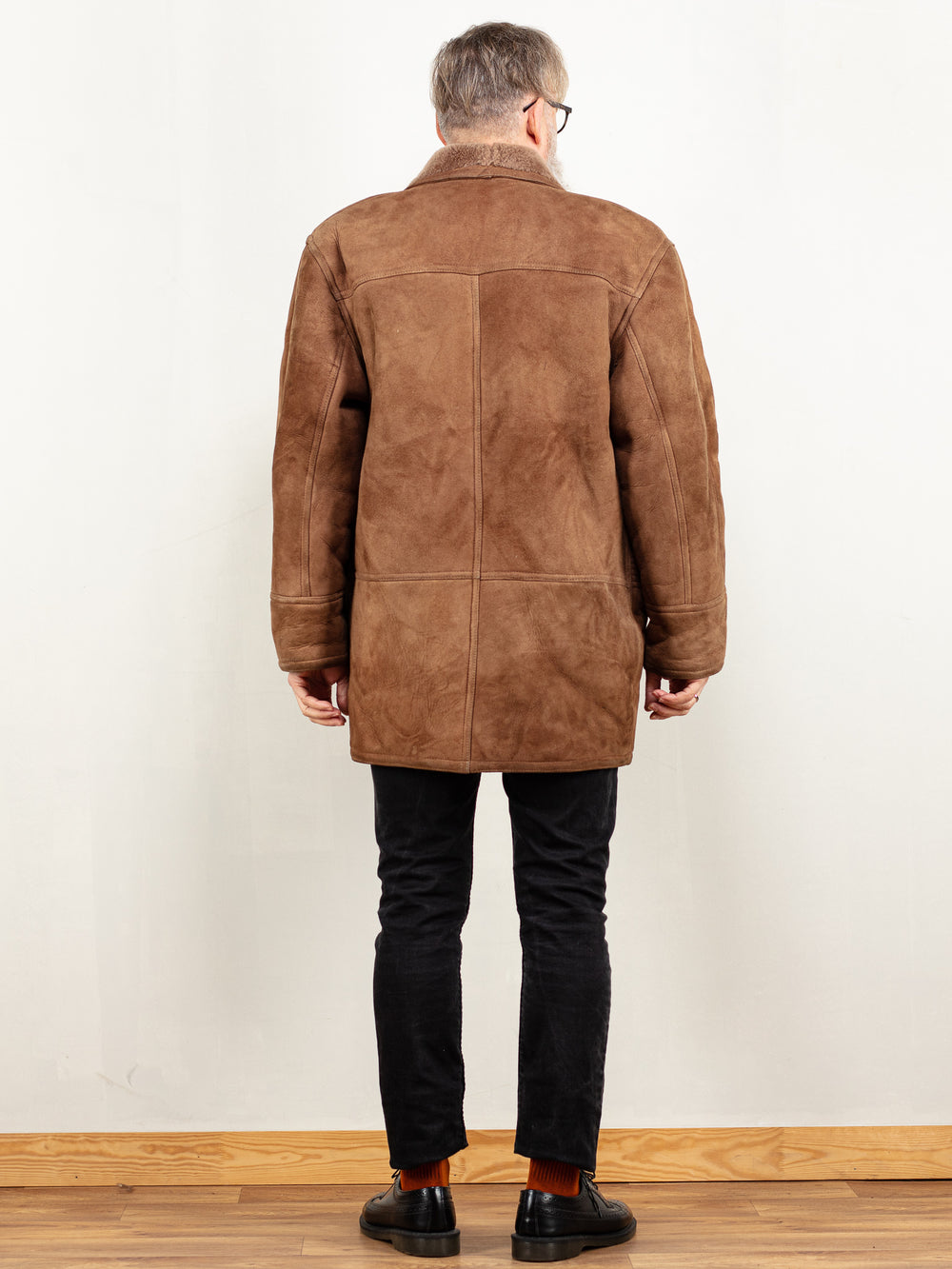 Vintage 80's Men Sheepskin Coat in Brown - NorthernGrip