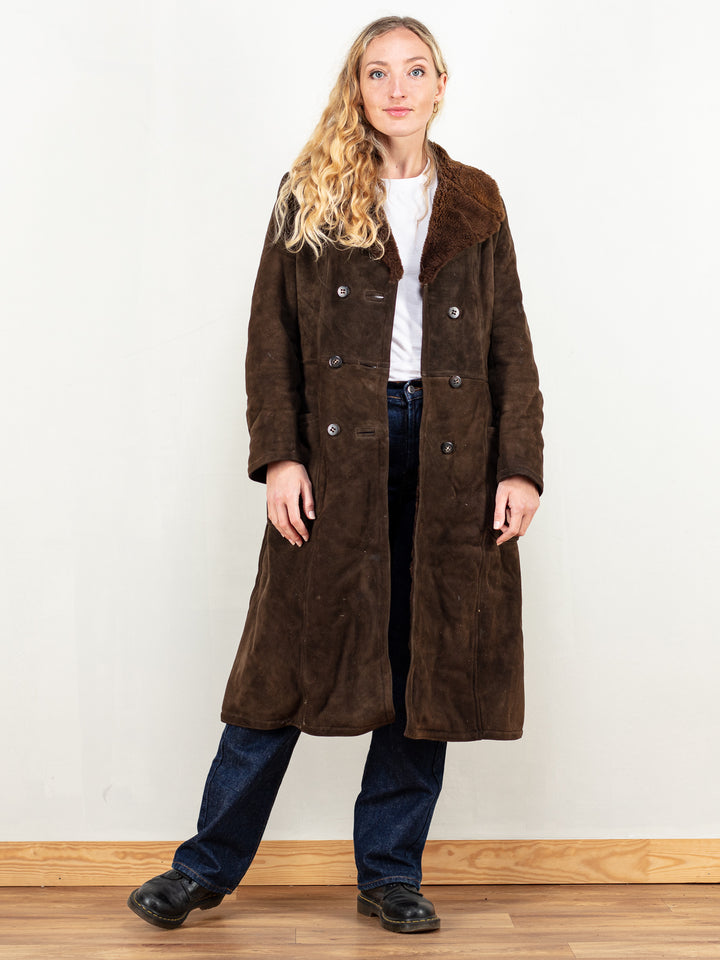 Vintage Women 70's Sheepskin Penny Lane Coat in Brown - NorthernGrip