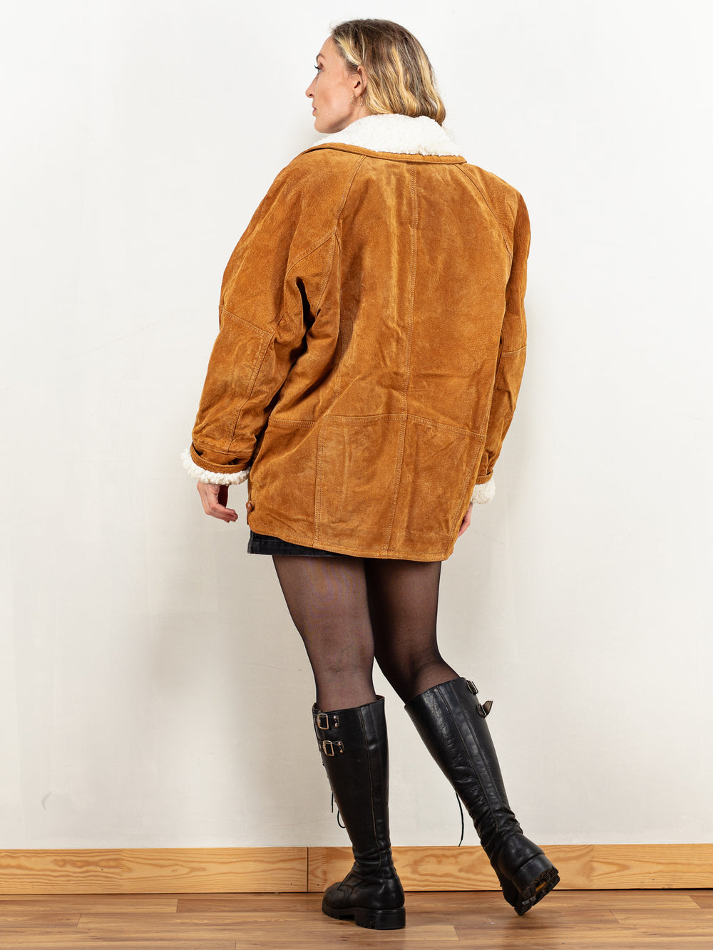 Vintage 80's Women Brown Suede Sherpa Coat - NorthernGrip