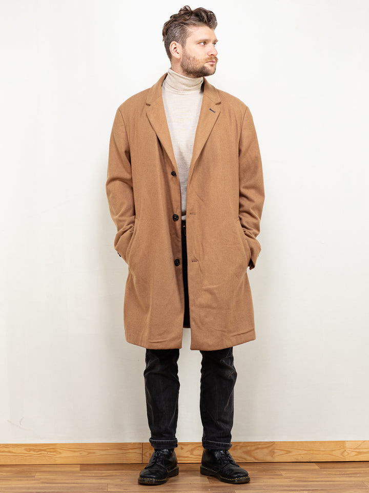 Vintage 90's Men Pierre Cardin Wool Blend Coat in Brown - NorthernGrip