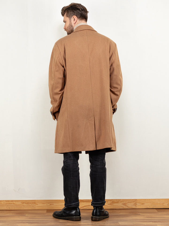 Wool Men Coat brown 90's Pierre Cardin camel overcoat classy gentlemen brown wool coat sustainable fashion men gift idea size extra large XL