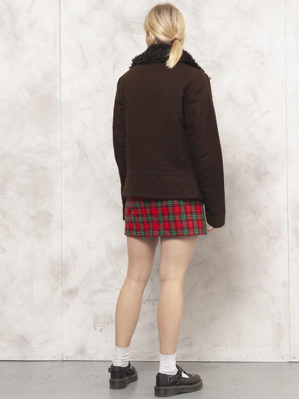 Vintage 70's Brown Wool Blend Women Jacket - NorthernGrip