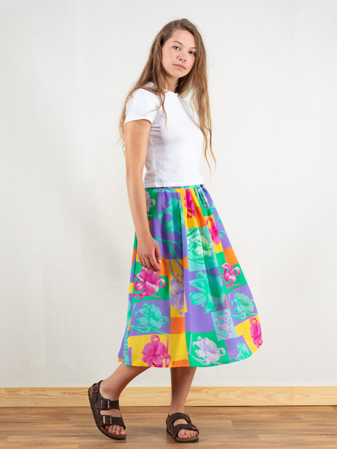 Vintage 80's Colorblock Women Skirt