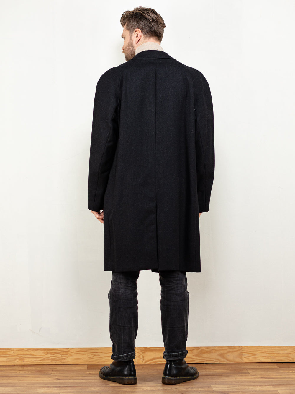 Vintage 80's Men Wool Blend Coat in Grey - NorthernGrip