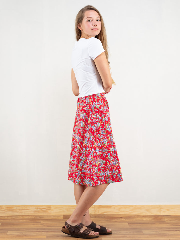 Vintage 70's Ditsy Cotton Women Skirt