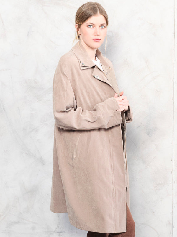 Vintage 80's Women Lightweight Coat in Beige - NorthernGrip