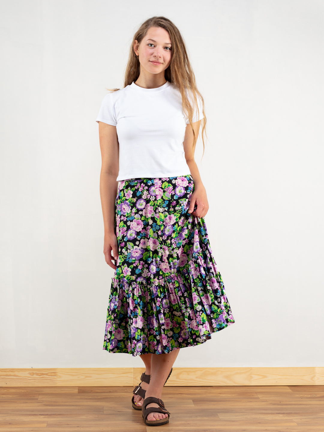 Vintage 70's Handmade Floral Women Skirt