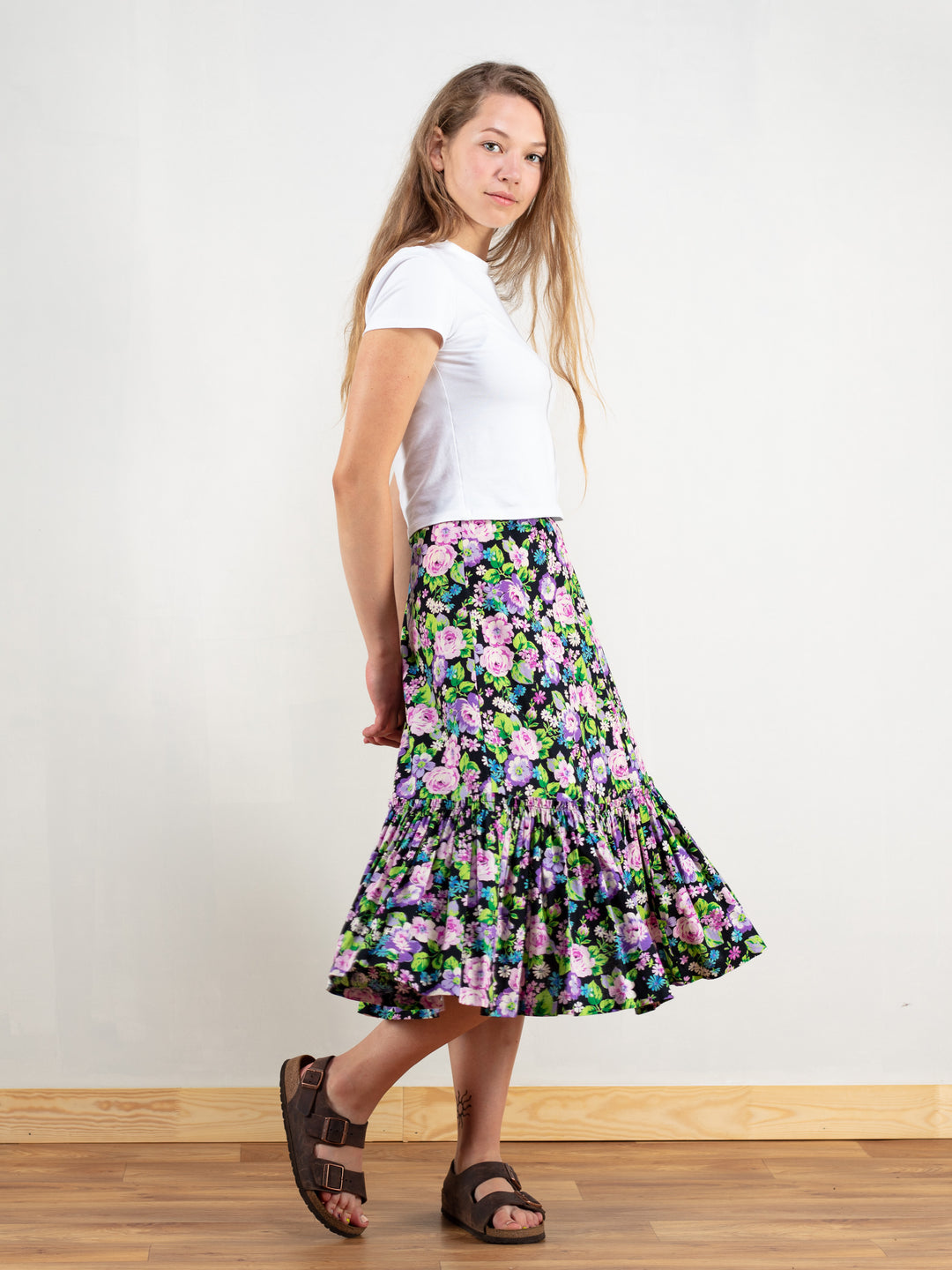 Vintage 70's Handmade Floral Women Skirt