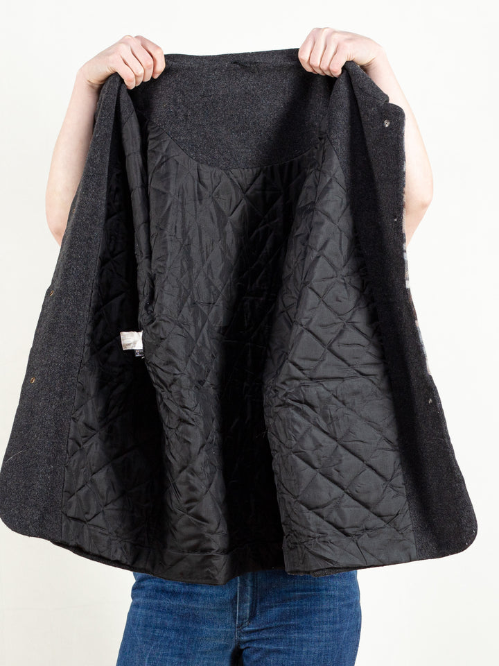 Geometric Pattern Coat wool blend 80s blanket coat button up oversized wool jacket boho outerwear 80s vintage clothing size extra large