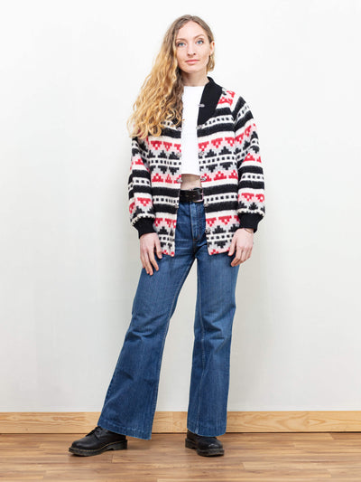 Patterned Wool Jacket vintage traditional wool jacket scandinavia ethnic wool jacket northern girl store bold women outerwear size medium