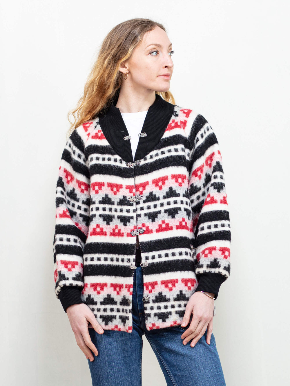 Vintage 80's Women Patterned Wool Jacket - NorthernGrip