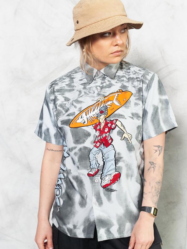Vintage 90's Grey Surfer Shirt - NorthernGrip