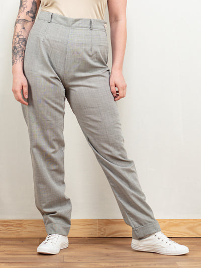 Grey Classic Pants Women vintage 80s smart casual pants pleated trousers wool blend trousers smart casual pants women clothing size medium