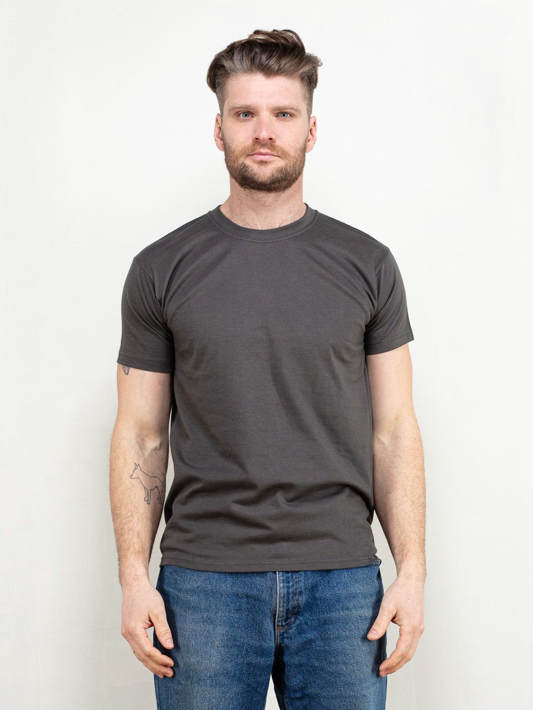 Grey Men's T-Shirt basic men short sleeve shirt plain summer shirt tee vacation tshirt minimalist boyfriend gift