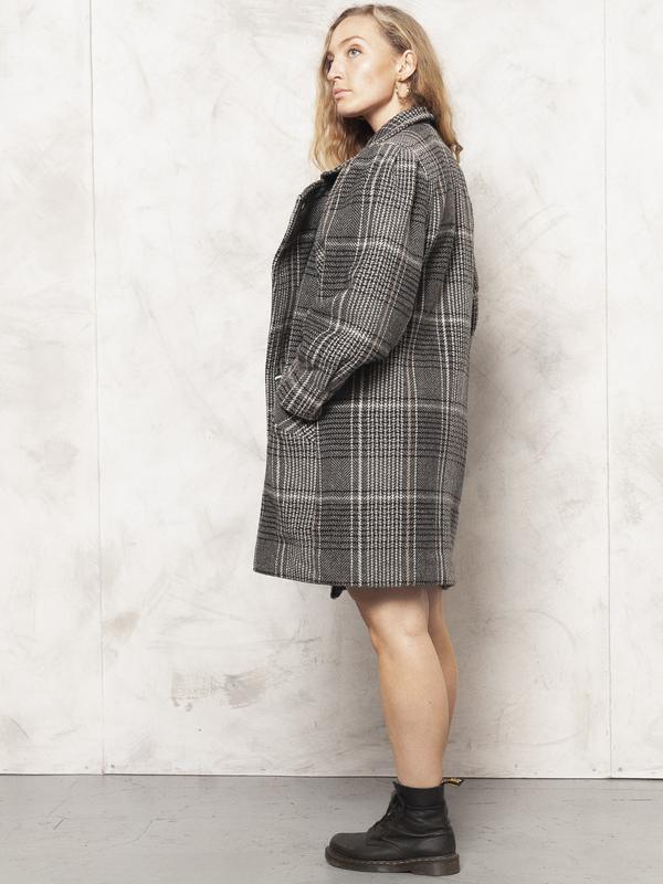 Vintage 80's Women Plaid Wool Coat - NorthernGrip