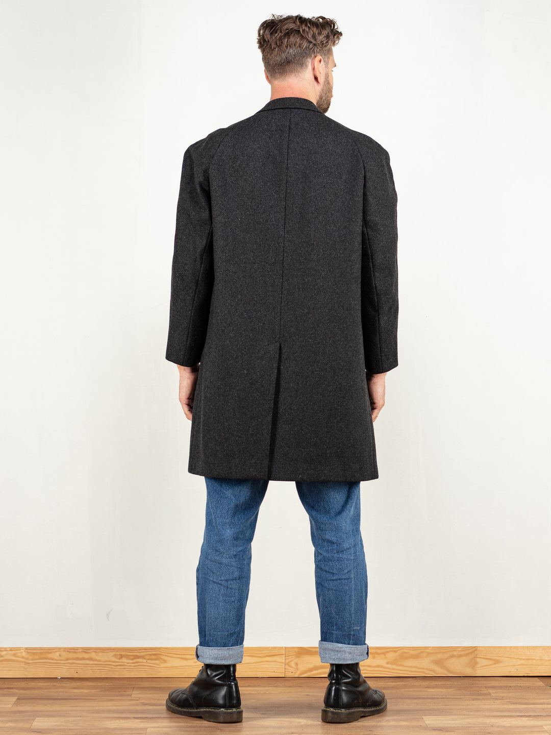 Vintage 70's Men Grey Wool Blend Coat - NorthernGrip