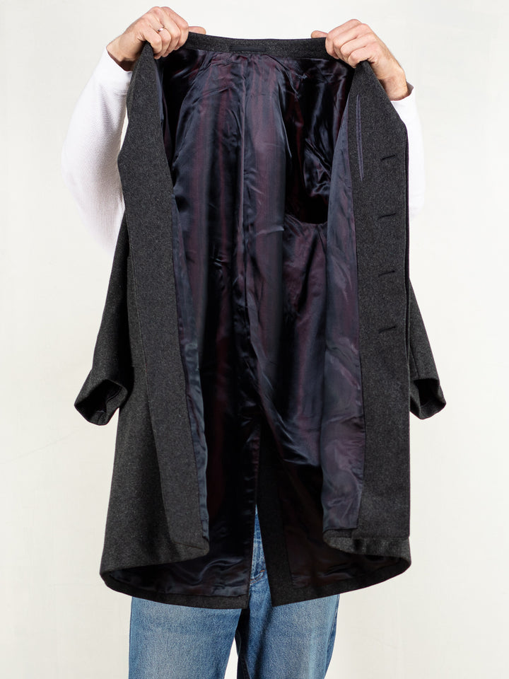 Vintage 70's Men Grey Wool Blend Coat - NorthernGrip