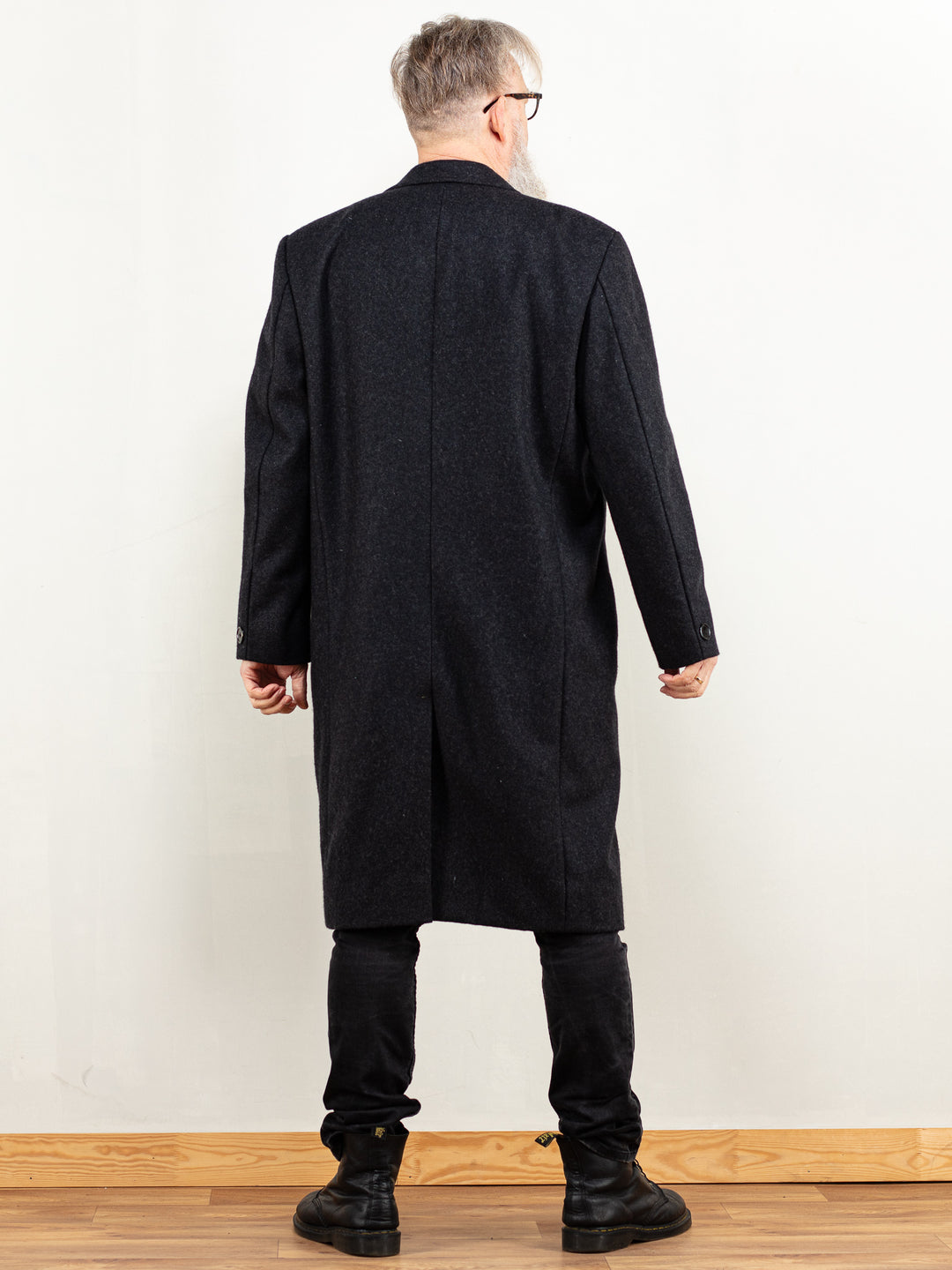 Men Wool Coat dark grey wool blend coat men classic winter overcoat minimalist single breasted wool coat casual winter overcoat size large